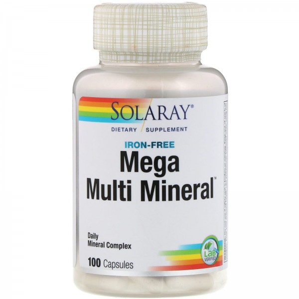 Solaray Минералы Mega Multi Mineral без железа 100 капсул