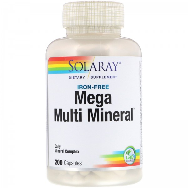 Solaray Минералы Mega Multi Mineral без железа 200 капсул