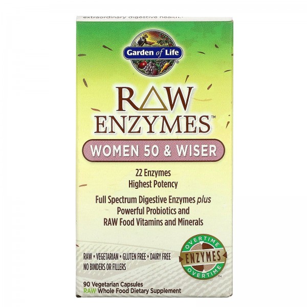 Garden of Life RAW Enzymes ферменты для женщин старше 50 лет 90 вегетарианских капсул