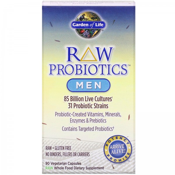 Garden of Life Пробиотики RAW для мужчин 85 миллиардов живых культур 90 вегетарианских капсул