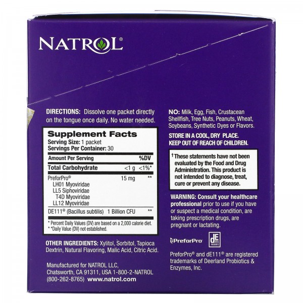 Natrol Пробиотик Immune-Biotic 1 млрд КОЕ Апельсин 30пакетиков