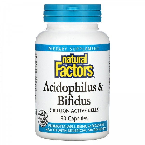Natural Factors Acidophilus & Bifidus 5 Billion 90 Capsules