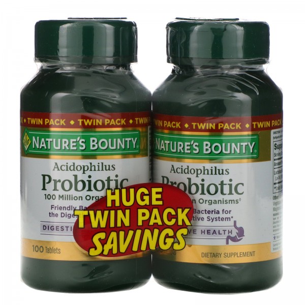 Nature's Bounty Ацидофильные пробиотики две упаковки по 100 таблеток