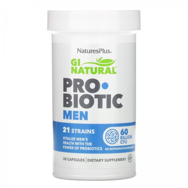 Nature's Plus Пробиотик GI Natural для мужчин 60 млрд КОЕ 30 капсул