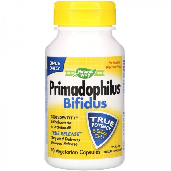 Nature's Way Пробиотик Primadophilus Bifidus для взрослых 5 млрд КОЕ 90 вегетарианских капсул
