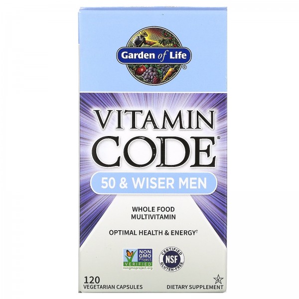 Garden of Life Витамин Code мультивитамины из цельных продуктов для мужчин старше 50 лет 120 вегетарианских капсул