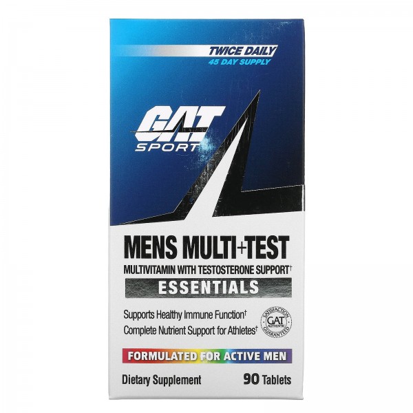 GAT Men'sMulti+Test мультивитаминная добавка для мужчин повышающая уровень тестостерона 90таблеток