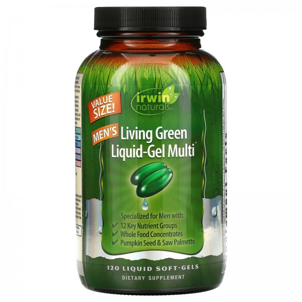 Irwin Naturals Men's Living Green Liquid-Gel Multi 120 Liquid Soft-Gels