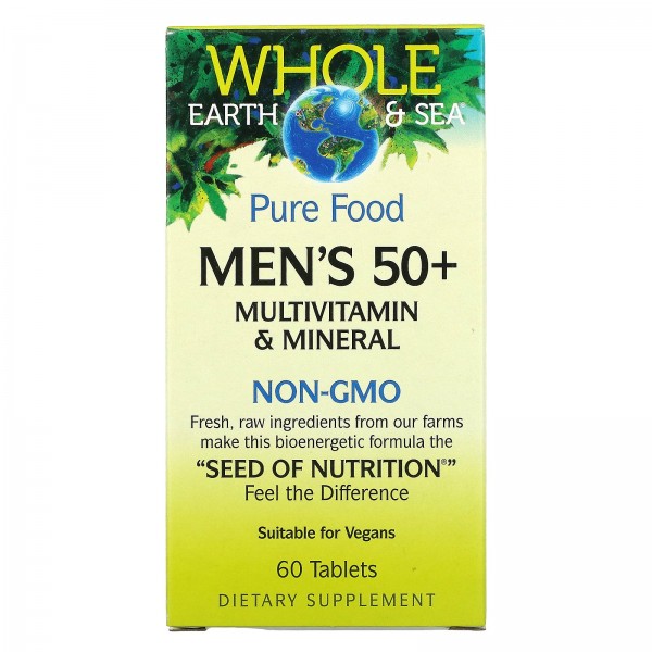 Natural Factors Whole Earth & Sea мультивитаминный и минеральный комплекс для мужчин старше 50лет 60таблеток