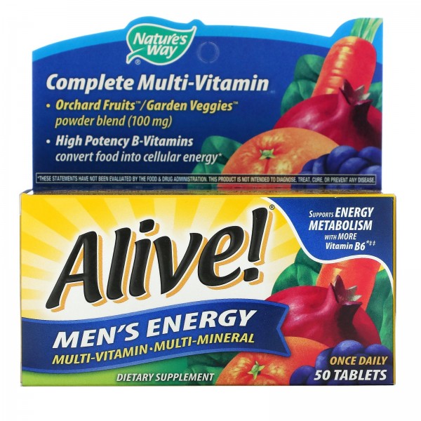 Nature's Way Alive! для мужчин комплекс мультивитаминов и мультиминералов для пополнения запаса энергии 50таблеток