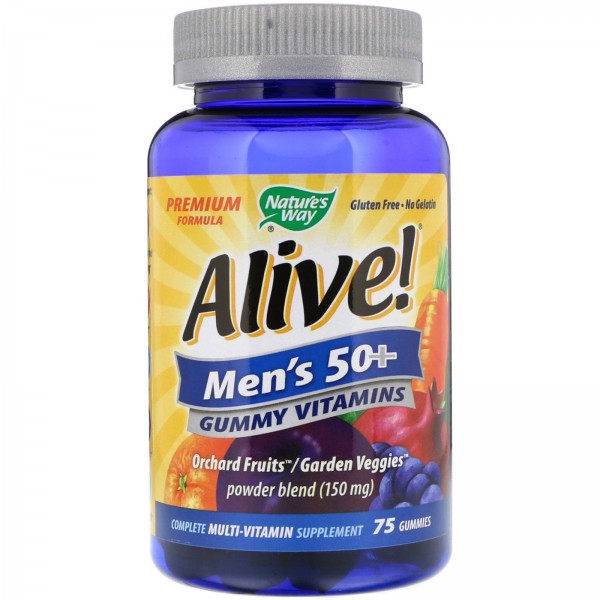 Nature's Way Alive!  Мультивитамины для мужчин старше 50 лет 75 жевательных таблеток