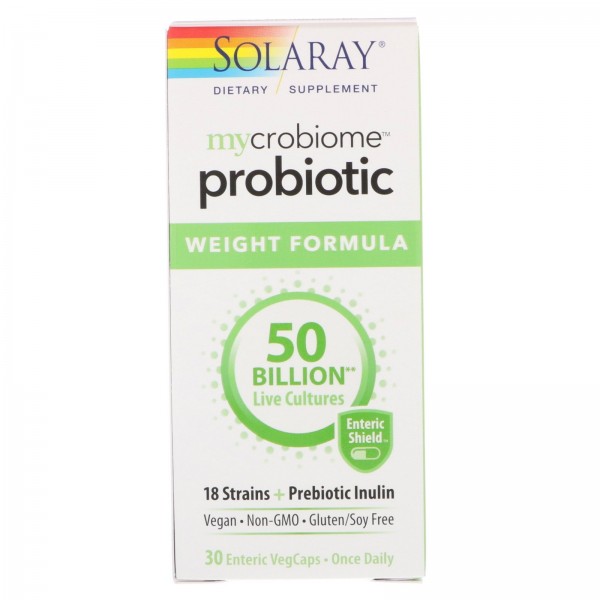 Solaray Mycrobiome Probiotic Weight Formula 50 Billion 30 Enteric VegCaps
