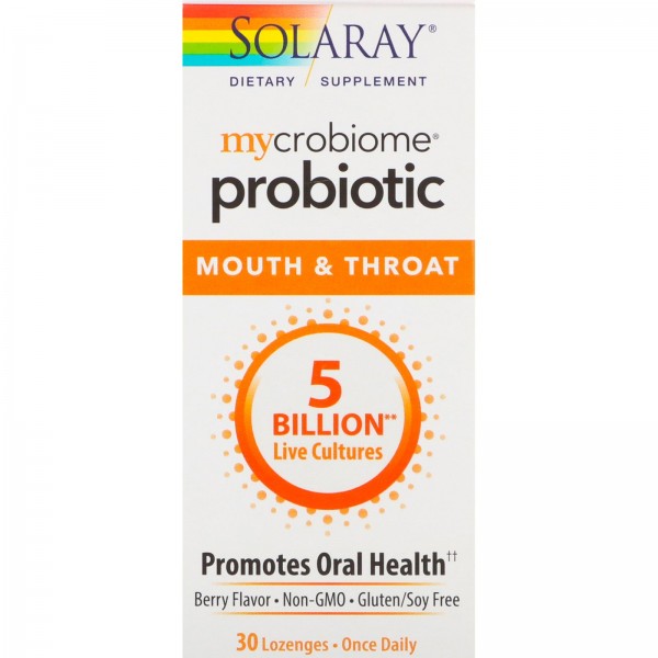 Solaray Проиотики Mycrobiome Probiotic Mouth and Throat 5 млрд КОЕ Ягоды 30 леденцов