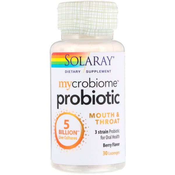 Solaray Проиотики Mycrobiome Probiotic Mouth and Throat 5 млрд КОЕ Ягоды 30 леденцов