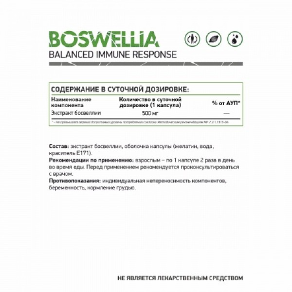 NaturalSupp Экстракт Босвелии 500 мг  60 капсул