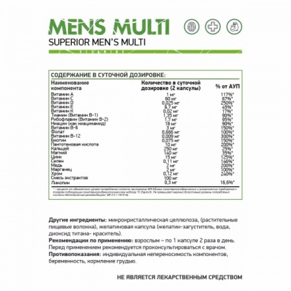 NaturalSupp Мужские витамины Витамен 60 капсул