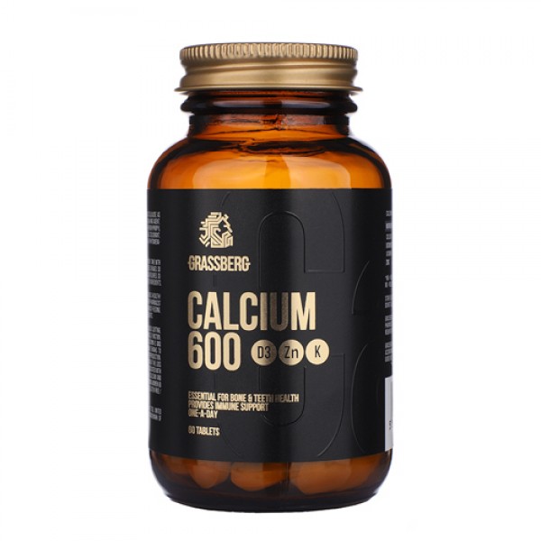 Grassberg Calcium 600 + D3 + Zn with Vit K1 60 таблеток