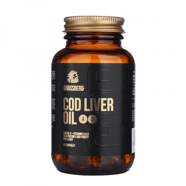 Grassberg Cod Liver Oil + Vit D, A, E 60 капсул...