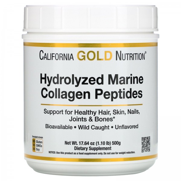 California Gold Nutrition гидролизованные пептиды морского коллагена без добавок 500г (1764унции)
