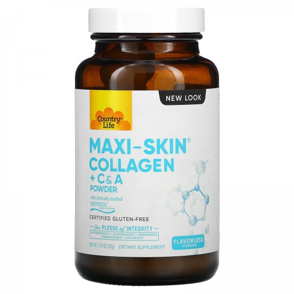 Country Life Maxi-Skin Collagen + C & A Powder Fla...