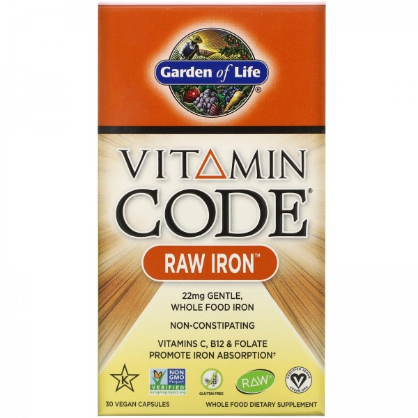 Garden of Life Витамин Code RAW Железо 30 веганских капсул