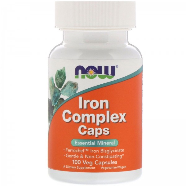 Now Foods Iron complex caps с комплексом железа 100 растительных капсул