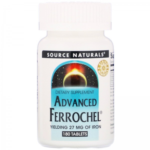 Source Naturals AdvancedFerrochel улучшенная формула 180таблеток