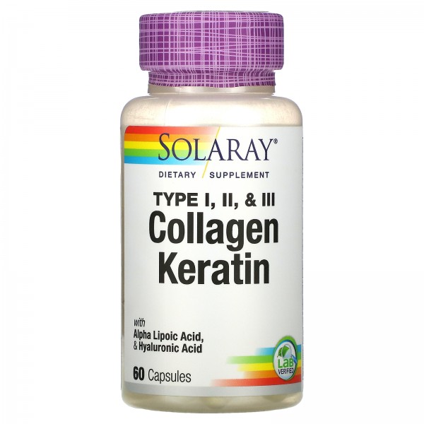 Solaray Коллаген и кератин 1,2,3 типа 60 капсул...