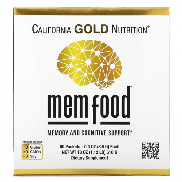 California Gold Nutrition MEMFood для поддержки памяти и когнитивных функций 60 пакетиков по 85 г