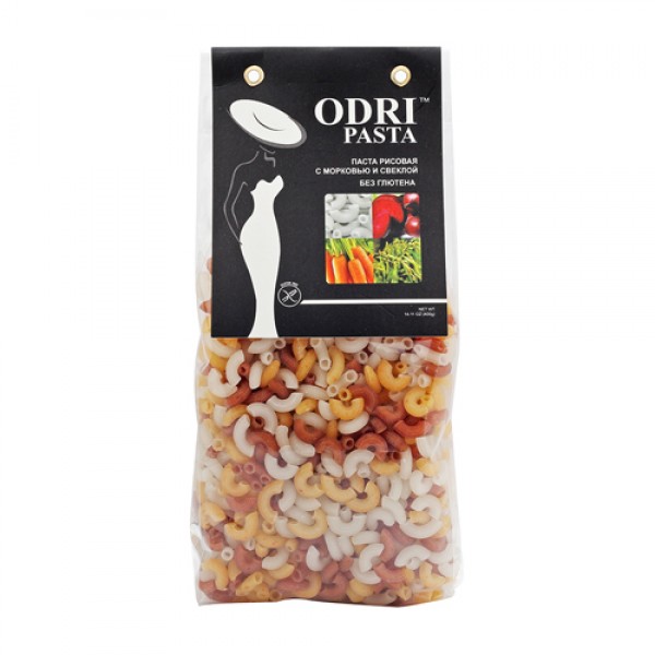 Ms. Odri Паста безглютеновая рисовая `Рожки микс` со свёклой и морковью 400 г