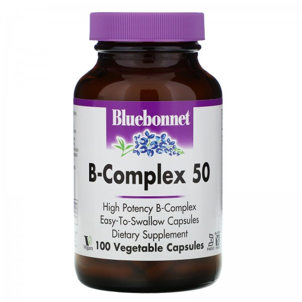 Bluebonnet Nutrition B-Complex 50 витамины группыB 100вегетарианских капсул