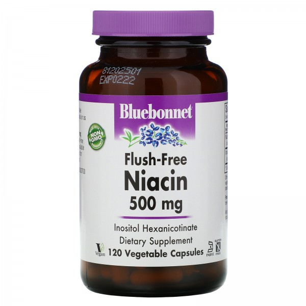 Bluebonnet Nutrition Ниацин без покраснений 500 мг 120 капсул