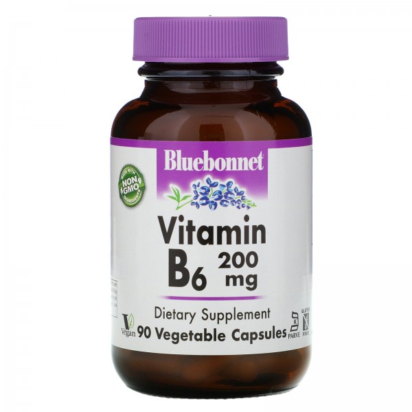 Bluebonnet Nutrition витамин В6 200 мг 90 растительных капсул