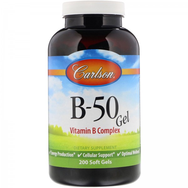 Carlson Labs гель B-50 комплекс витаминов группы В 200 капсул