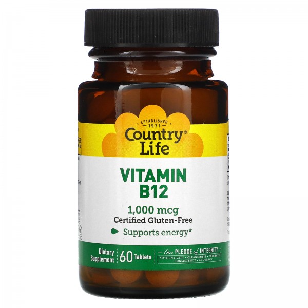 Country Life Витамин B12 1000 мкг 60 таблеток...