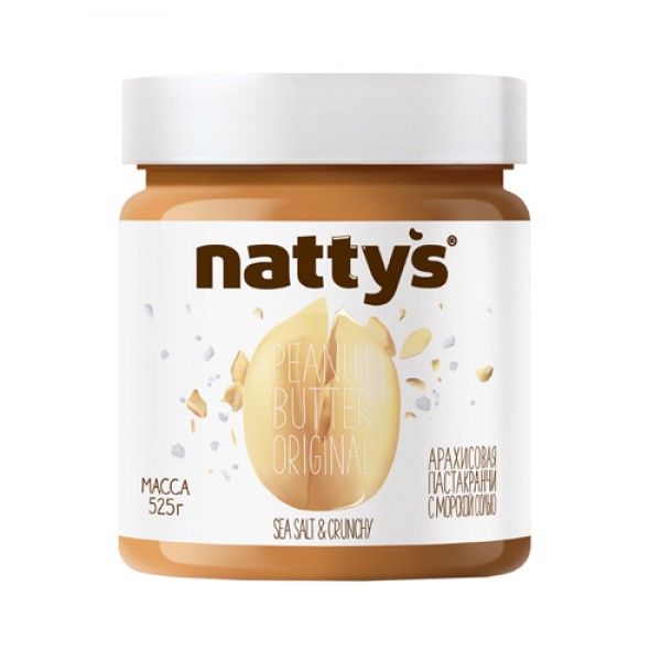 Natty's Паста арахисовая `Sea Salt & Crunchy` с кусочками арахиса и морской солью 525 г