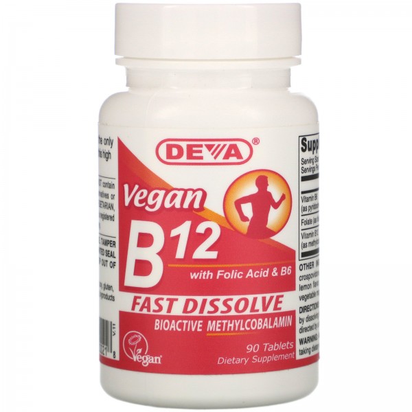 Deva витамин B12 с фолиевой кислотой и витамином В6 для веганов 90 таблеток