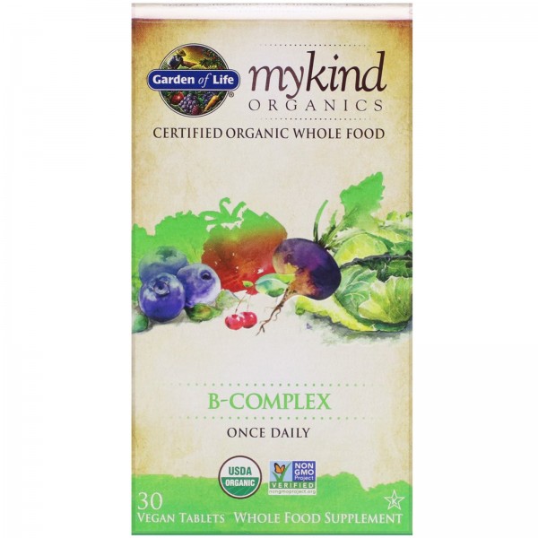 Garden of Life MyKind Organics комплекс витаминов группыB 30таблеток растительного происхождения