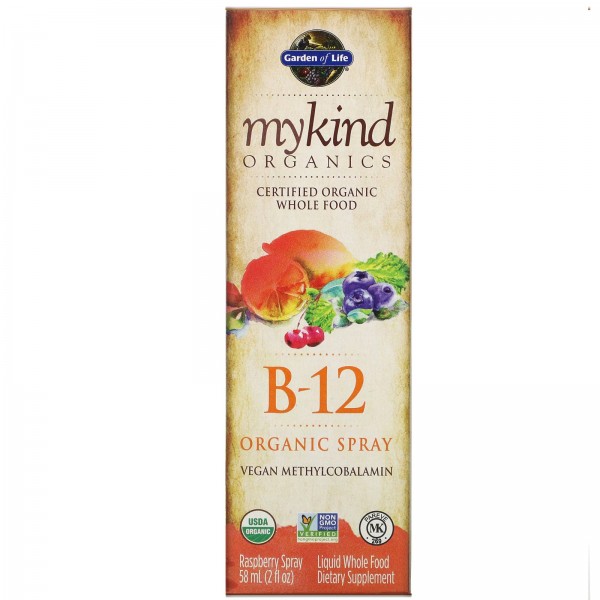 Garden of Life MyKind Organics органический спрей с витамином B12 Малина 58 мл