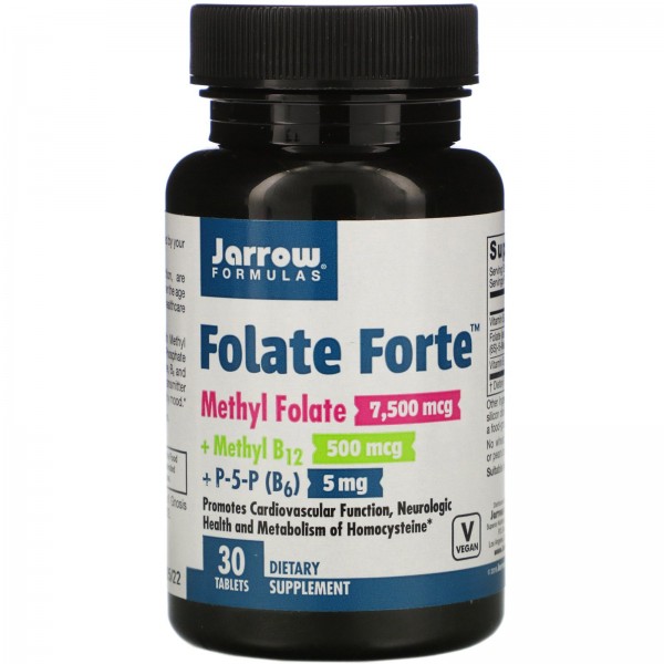 Jarrow Formulas Folate Forte метилфолат метилB12 и P-5-P 30таблеток