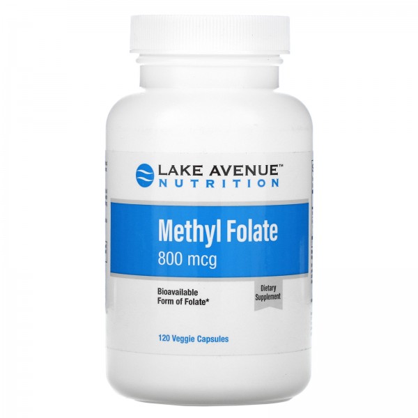 Lake Avenue Nutrition Метилфолат 800 мкг 120 растительных капсул