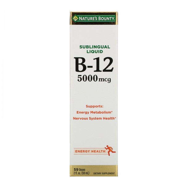 Nature's Bounty Подъязычный жидкий витамин B12 5000 мкг 59 мл (2 жидких унции)