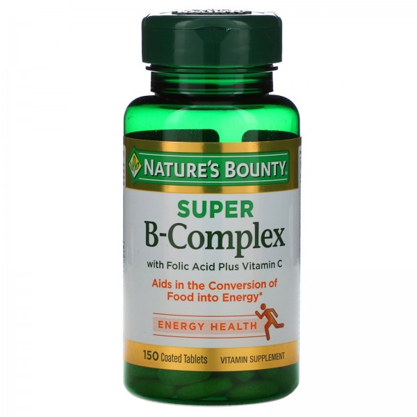 Nature's Bounty Супер комплекс витаминов В с фолиевой кислотой и витамином С 150 таблеток