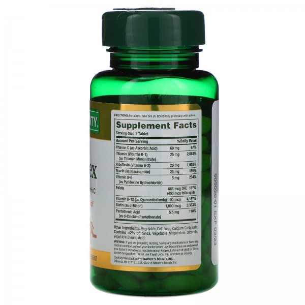 Nature's Bounty Супер комплекс витаминов В с фолиевой кислотой и витамином С 150 таблеток