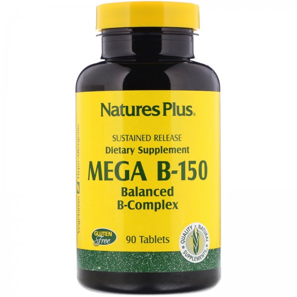 Nature's Plus Mega B-150 сбалансированный комплекс витаминовB 90 таблеток