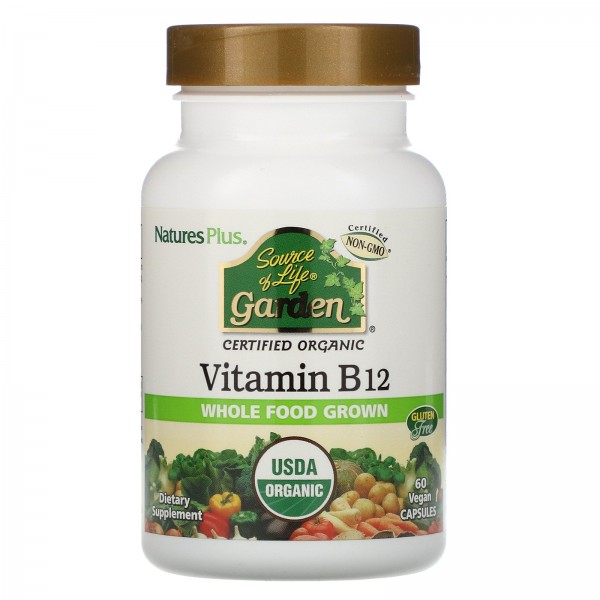 Nature's Plus Source of Life Витамин B12 комплекс 60 веган капсул