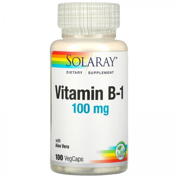 Solaray Vitamin B-1 with Aloe Vera 100 mg 100 VegCaps