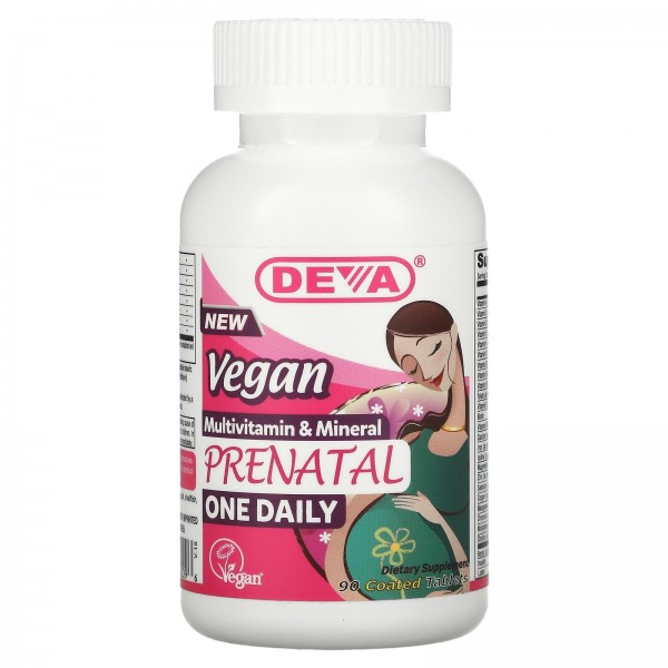 Deva пренатальные мультивитамины и минералы для веганов одна таблетка в день 90 таблеток