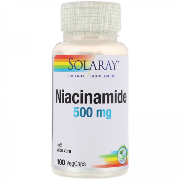 Solaray Никотинамид 500 мг 100 капсул с оболочкой из ингредиентов растительного происхождения