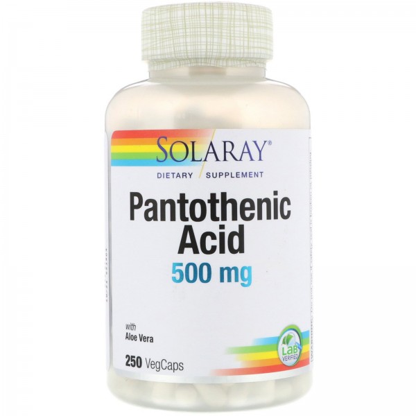 Solaray Пантотеновая кислота 500 мг 250 растительных капсул